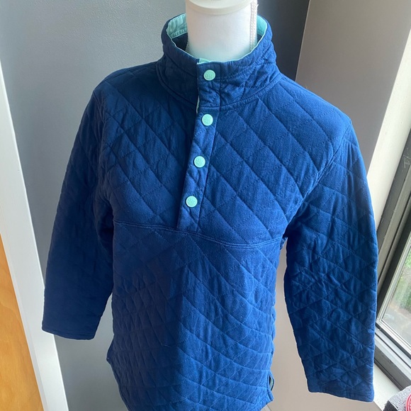 3/$20 Lauren James Quilted Pullover Navy/Aqua - Picture 3 of 12